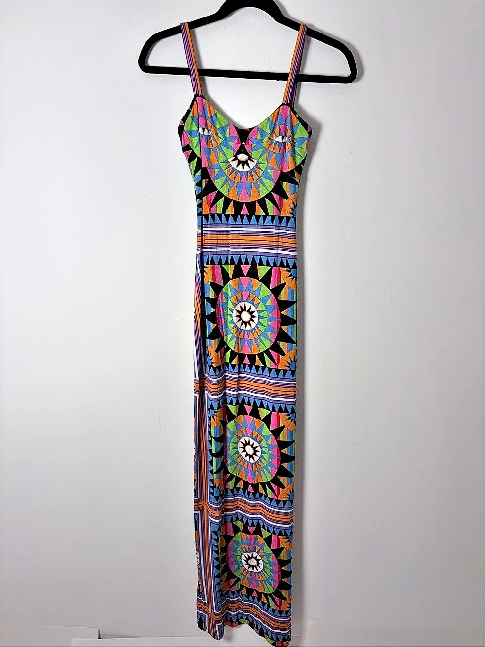 Mara Hoffman Swim Geometric Sunburst Cutout Back Maxi Dress Small